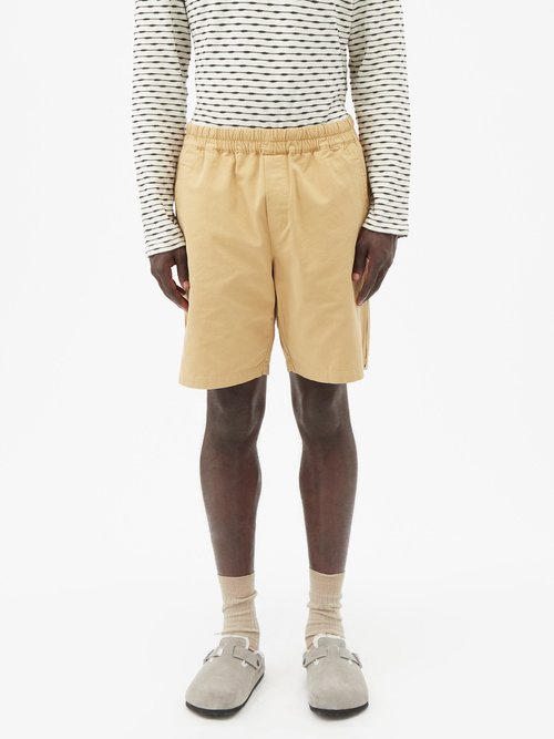 Folk Assembly Straight-leg Cotton Shorts In Brown
