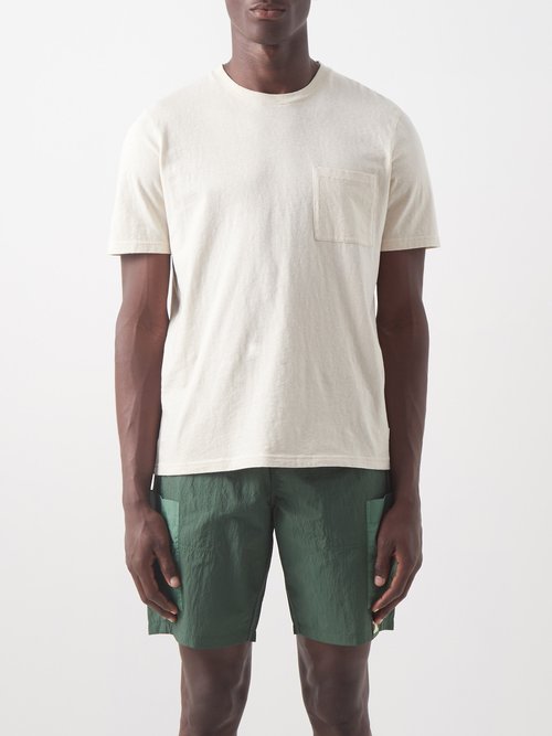 Folk Patch-pocket Organic-cotton Blend Jersey T-shirt In White