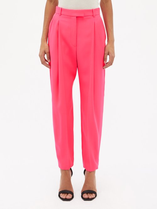 Alexander Mcqueen - Pleated Straight-leg Trousers - Womens - Pink
