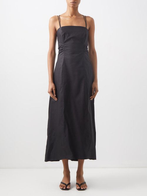 Frame - Cutout-back Cotton-blend Dress Black