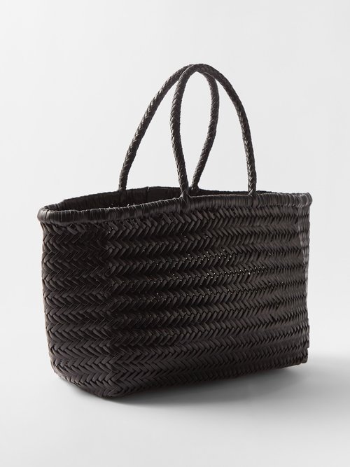 Dragon Diffusion Triple Jump Large Woven-leather Basket Bag In Black ...