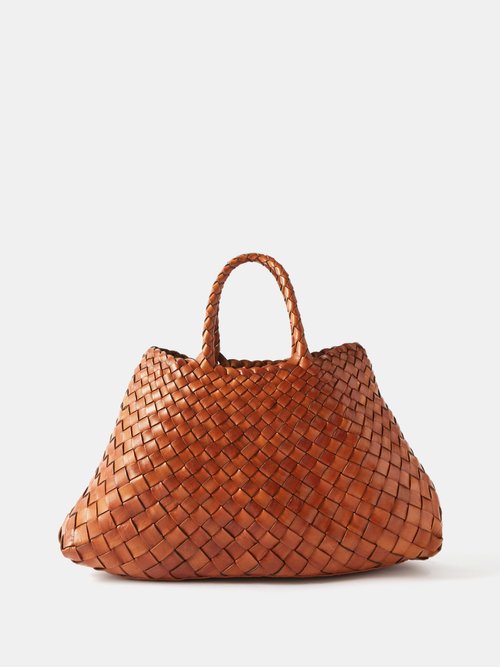 Dragon Diffusion Santa Croce Small Woven-leather Basket Bag In Tan ...