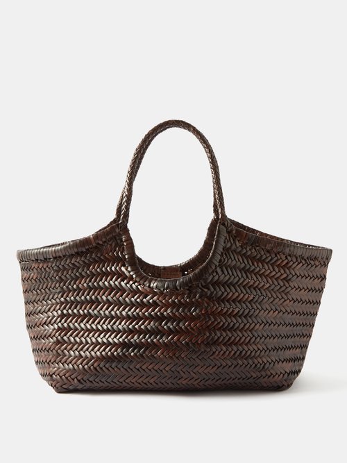 Dragon Diffusion Nantucket Large Woven-leather Basket Bag In Dark Brown