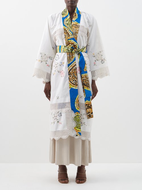 Rianna + Nina - Kendima Embroidered Vintage-cotton Robe - Womens - Multi