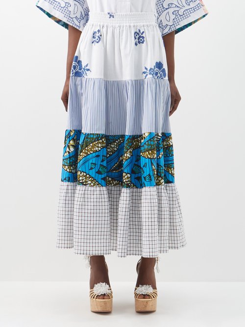 Rianna + Nina - Kendima Patchworked Vintage-cotton Maxi Skirt - Womens - Multi