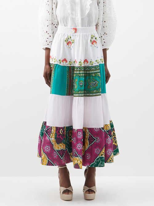 Rianna + Nina - Kendima Patchworked Cotton Skirt - Womens - Multi