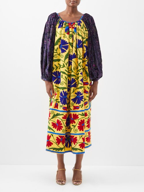 Rianna + Nina - Souzani-embroidered Vintage Cotton And Silk Dress - Womens - Multi