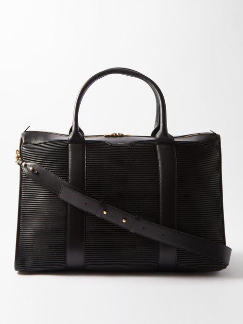 Logo-print Ribbed-leather Holdall