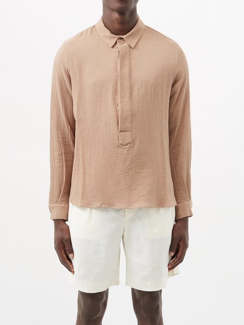 Albus Lumen Fidera Half-button Cotton-muslin Shirt