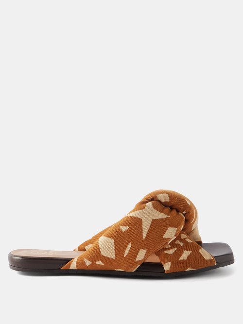 Brother Vellies Togo Batik-dyed Knotted Cotton-canvas Slides