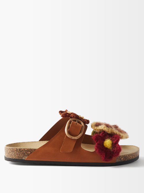 Brother Vellies Greg Crocheted-flower Leather Sandals