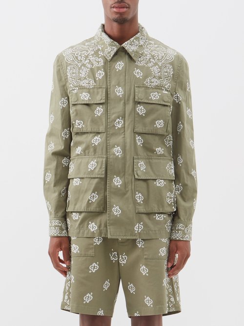 amiri - m-65 bandana-print cotton-canvas jacket mens light khaki
