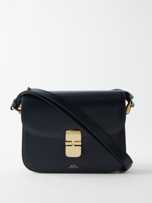 A.P.C. - Grace Small Smooth-leather Shoulder Bag Navy