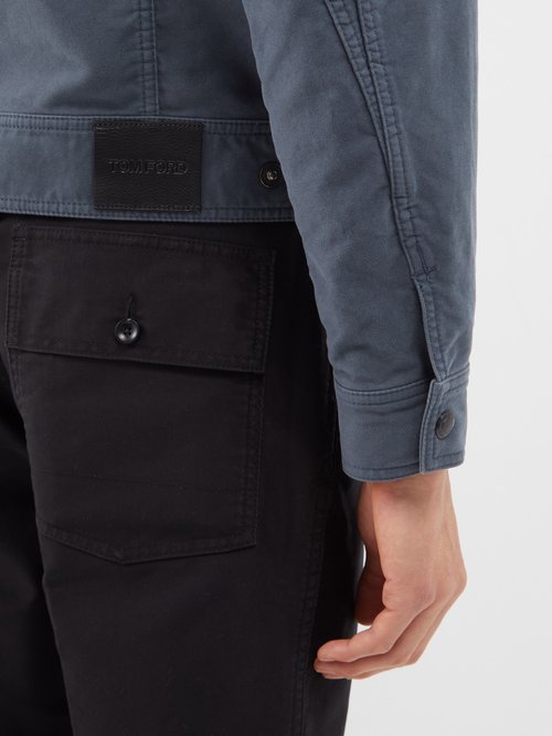 Tom Ford Collared Regular-fit Organic-cotton Moleskin Jacket In Dk Blu Sld  | ModeSens