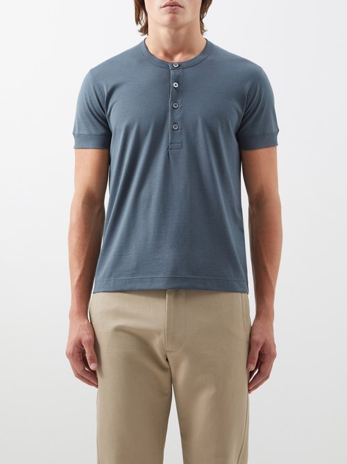 Silk-blend Jersey Henley T-shirt