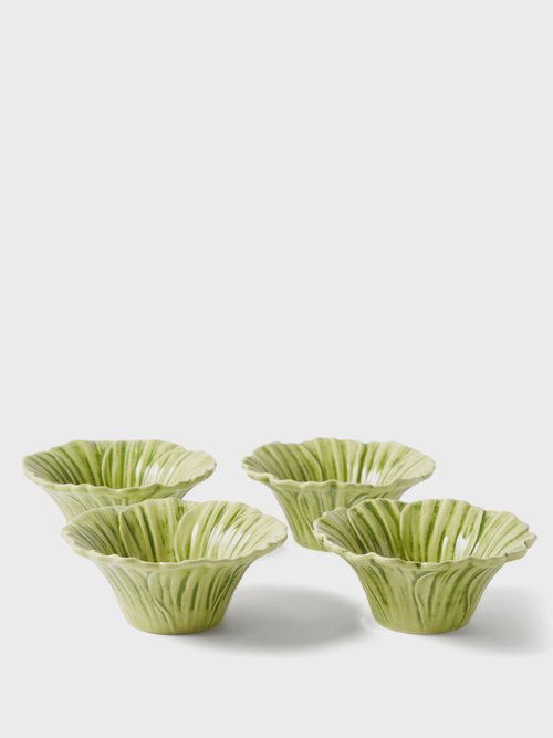 Bordallo Pinheiro - Set Of Four Cosmos Earthenware Bowls - Green Multi