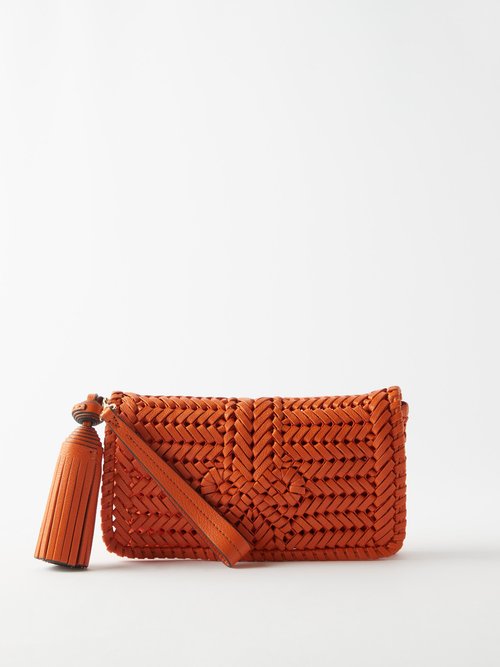 Anya Hindmarch - Neeson Tassel Braided-leather Clutch Bag Orange