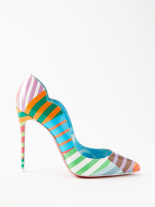 Christian Louboutin Hot Chick 100 Striped Patent-leather Pumps