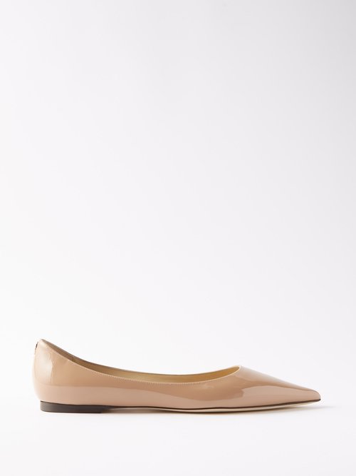 Jimmy Choo – Love Patent-leather Point-toe Flats Pink