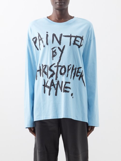 Christopher Kane - Graphic-print Cotton-jersey Long-sleeved T-shirt Light Blue