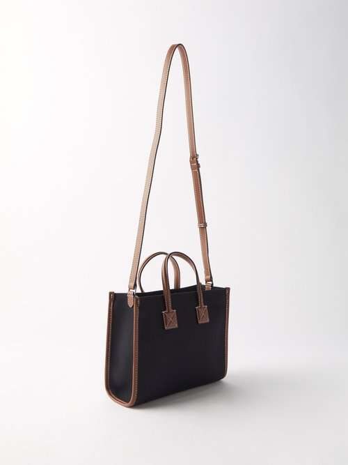 Burberry Mini Freya leather & canvas tote bag - ShopStyle