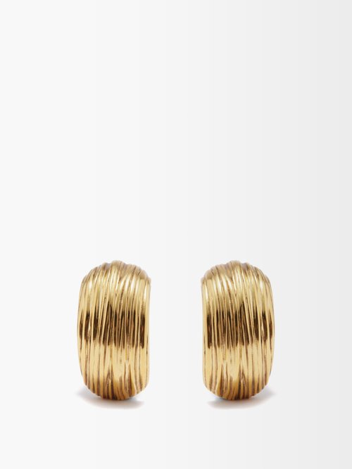 Saint Laurent - Dome Engraved Clip Earrings - Womens - Gold