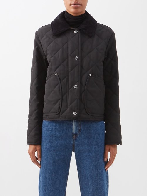 Burberry Lanford Corduroy-collar Quilted Jacket