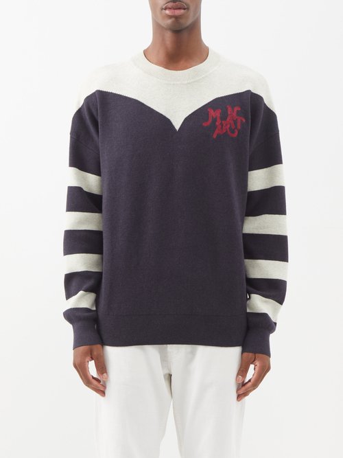 Isabel Marant - Alban Logo-jacquard Striped Sweater - Mens - Navy Multi