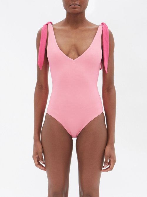 Cossie + Co - The Nikki Tie-shoulder Swimsuit - Womens - Pink Multi