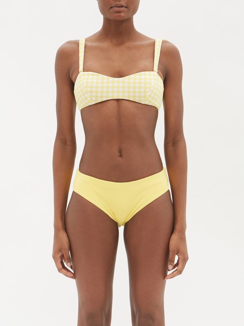 Cossie + Co - The Isla Gingham Bandeau Bikini Top - Womens - Mid Yellow