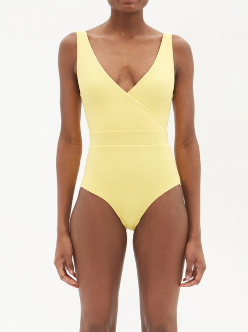 Cossie + Co - The Ashley V-neck Wrap Swimsuit - Womens - Mid Yellow