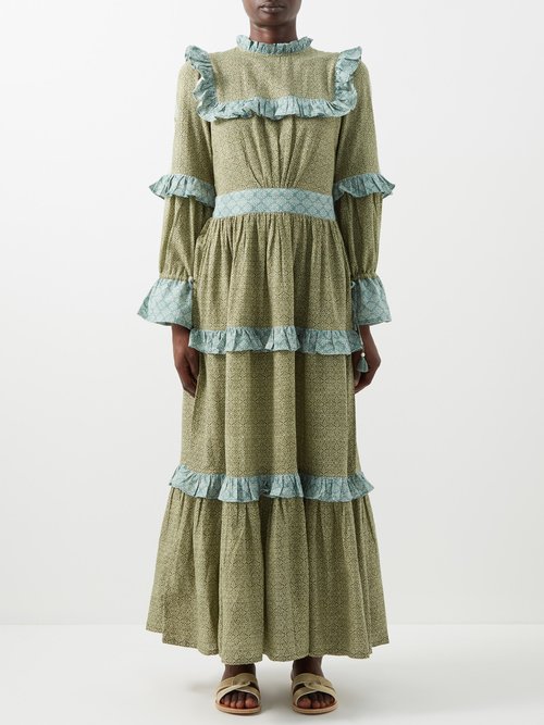 D'Ascoli Pema Ruffle-trimmed Cotton-khadi Maxi Dress