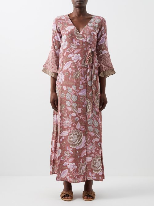 D'Ascoli Bali Floral-print Crepe Maxi Dress