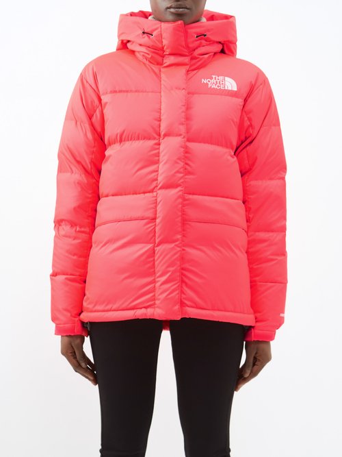 The North Face Hymalaian Nylon Down Parka In Brilliant Coral (pink)