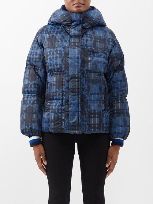 Fusalp Hortense Tartan-print Quilted Down Ski Jacket In Black Blue