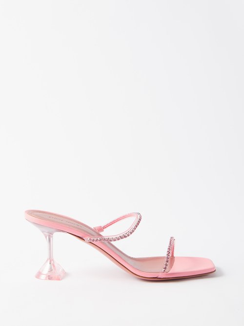Amina Muaddi - Gilda 70 Crystal-embellished Pvc Sandals Pink