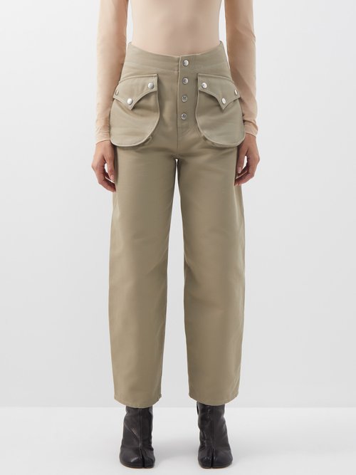 MM6 Maison Margiela Patch-pocket Cotton-blend Wide-leg Trousers