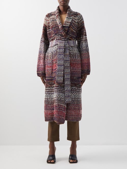 Missoni – Belted Wool-blend Wrap Coat Brown Multi
