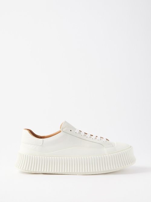 Jil Sander - Ridged-outsole Leather Trainers Natural