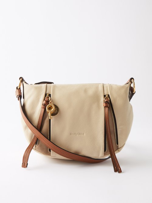 See By Chloé - Indra Moon Small Leather Shoulder Bag Beige Multi