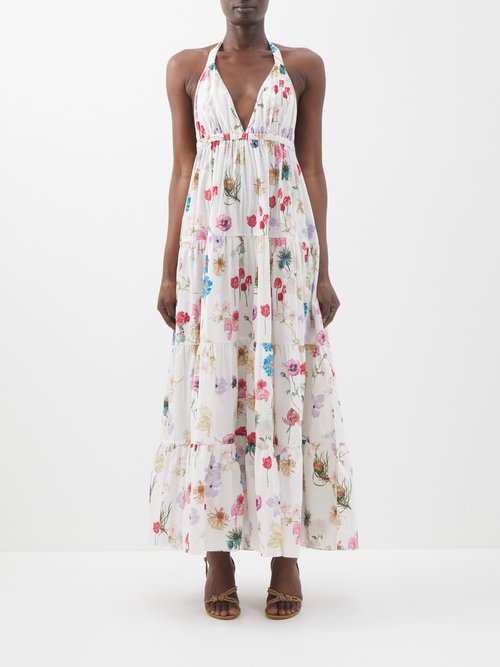 Emporio Sirenuse Soleil Floral-print Cotton-voile Maxi Dress