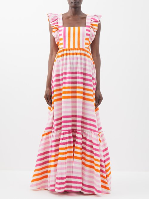 Emporio Sirenuse Dafne Striped Cotton-poplin Maxi Dress