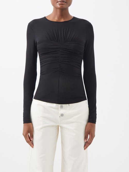 Isabel Marant - Jalila Gathered Jersey Long-sleeved Top Black
