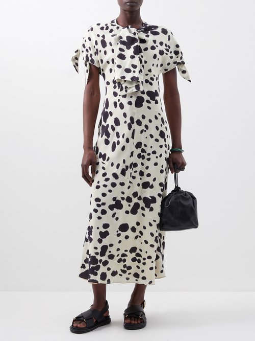 Polka Dot Cady Midi Dress in Red - Marni