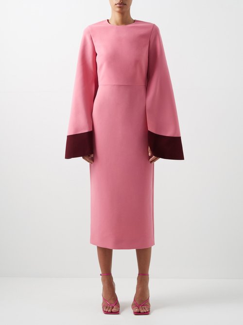 Roksanda - Zimara Exaggerated-sleeve Crepe Midi Dress Light Pink