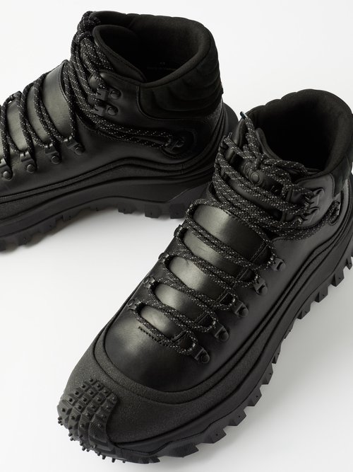Shop Moncler Trailgrip Gtx Leather High-top Trainers In Black