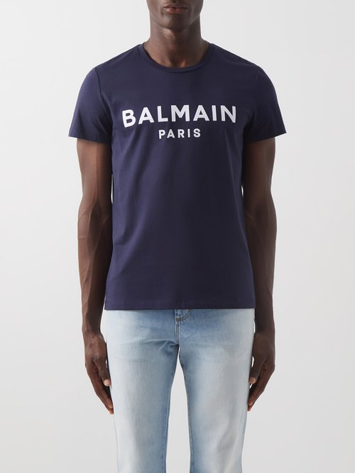 BALMAIN Flocked cotton-jersey T-shirt