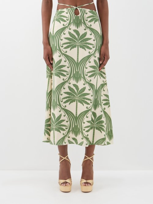 Sunlight Silk Floral-print Silk-crepe Skirt