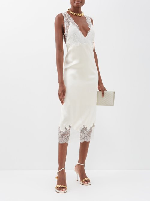 Givenchy Lace And Satin-duchesse Midi Dress In White | ModeSens