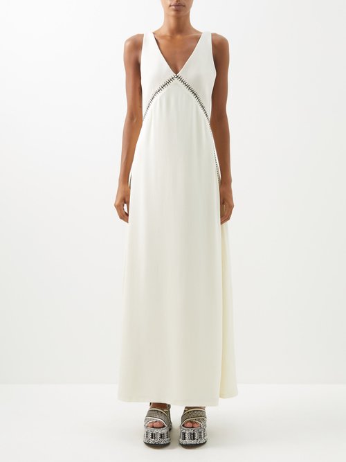 Chloé - Whipstitched-seam Wool-crepe Maxi Dress Beige